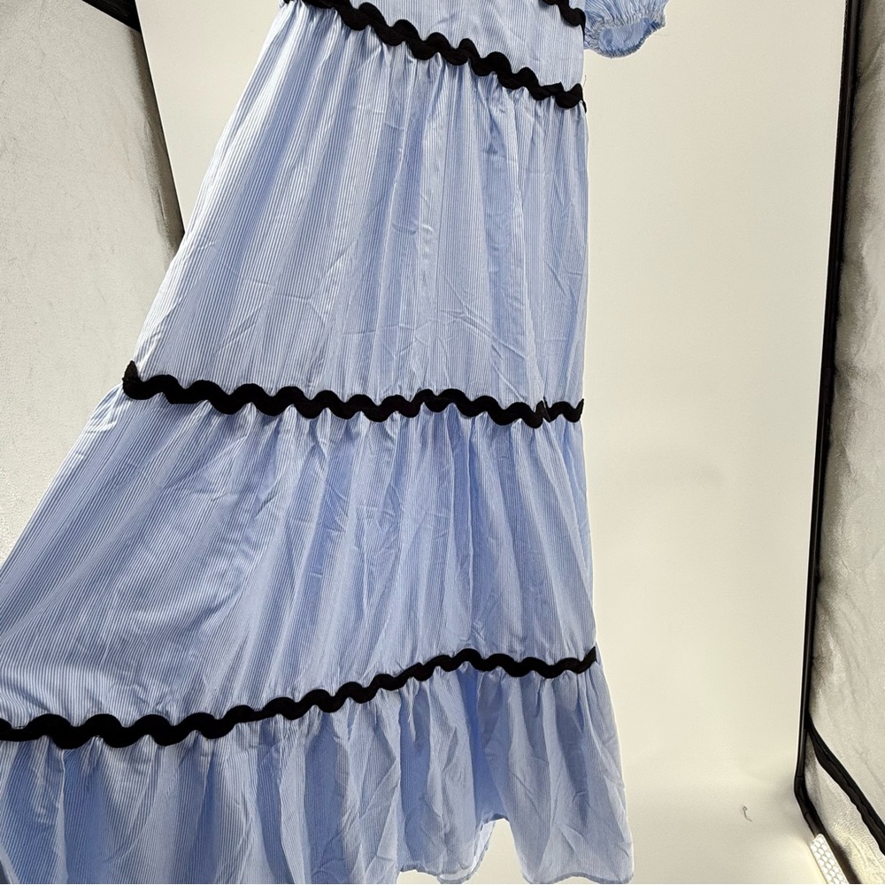 TRULY 4 You Blue and Black Short Sleeve Tiered Maxi Dress - Picture 4 of 12